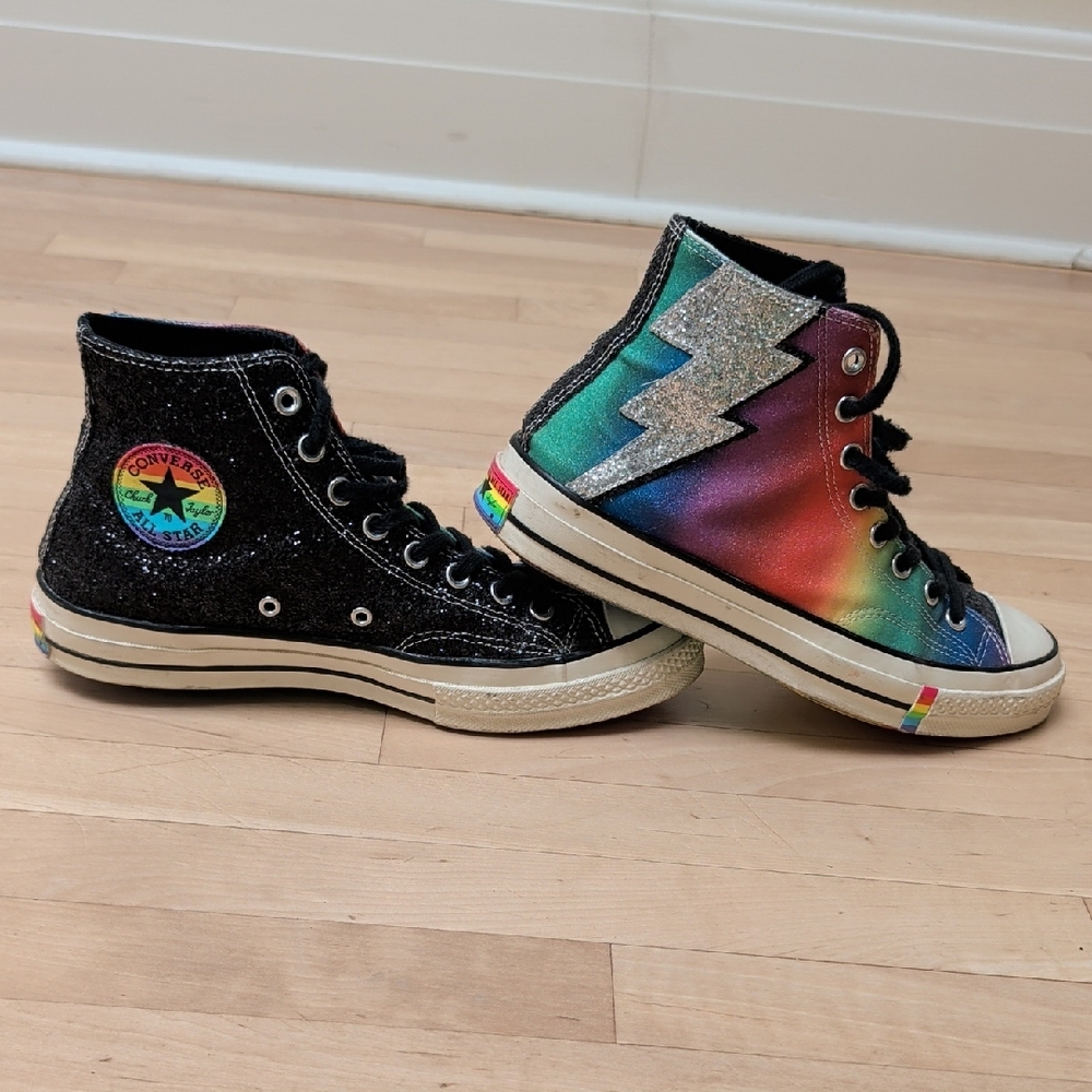 2019 Pride Chuck 70 Converse High Top Black Rainbow Glitter - Size 9M / 11W/42EU